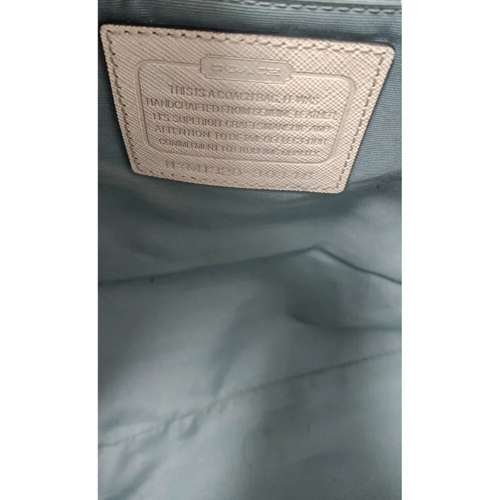 Coach Madison Gingham Leather tote blue purse bag